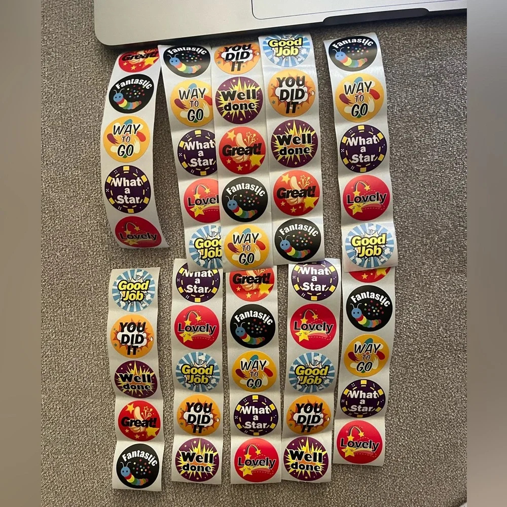 (50) Children Teacher Reward Motivational Classroom Circle Stickers